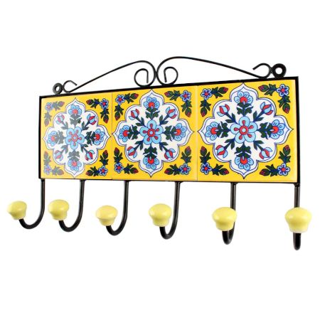 White Floral Ceramic Tile Hook